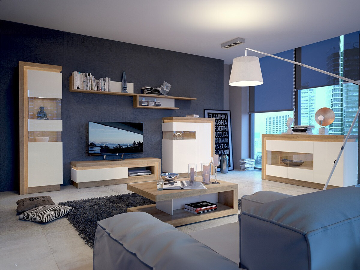 Sófaborð Feldeli 105 (Riviera eik + Hvítur)