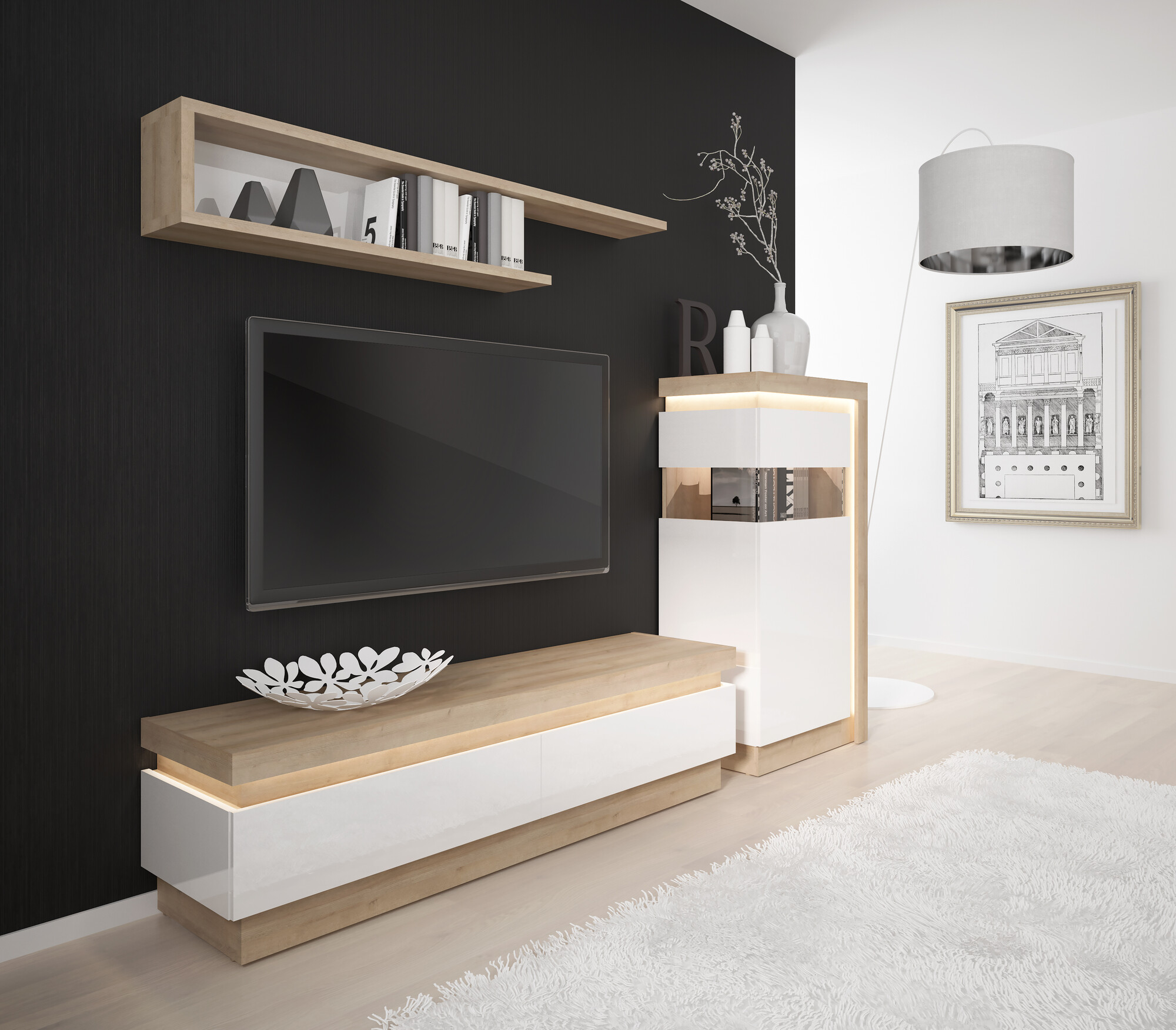Vegghillur Feldeli 114 (Riviera eik + Hvítt háglans)
