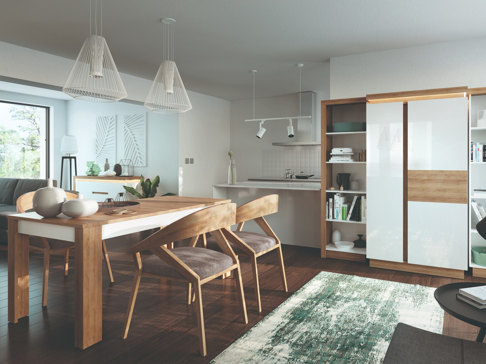 Borð Feldeli 119 (Riviera eik + Hvítt háglans)