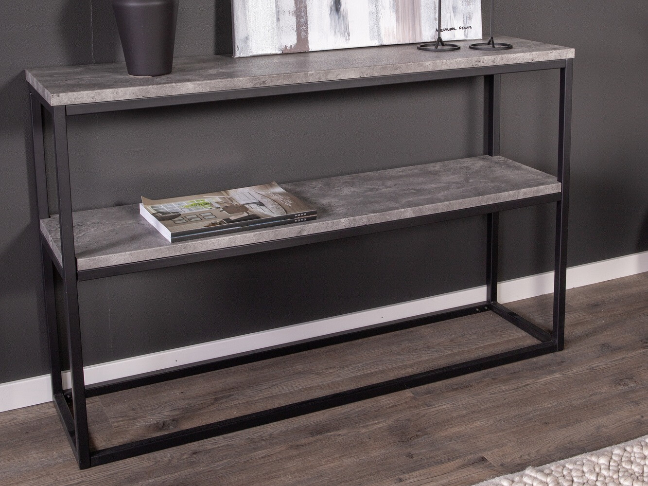 Console borð Dallas 2521 (Steinsteypa + Svartur)