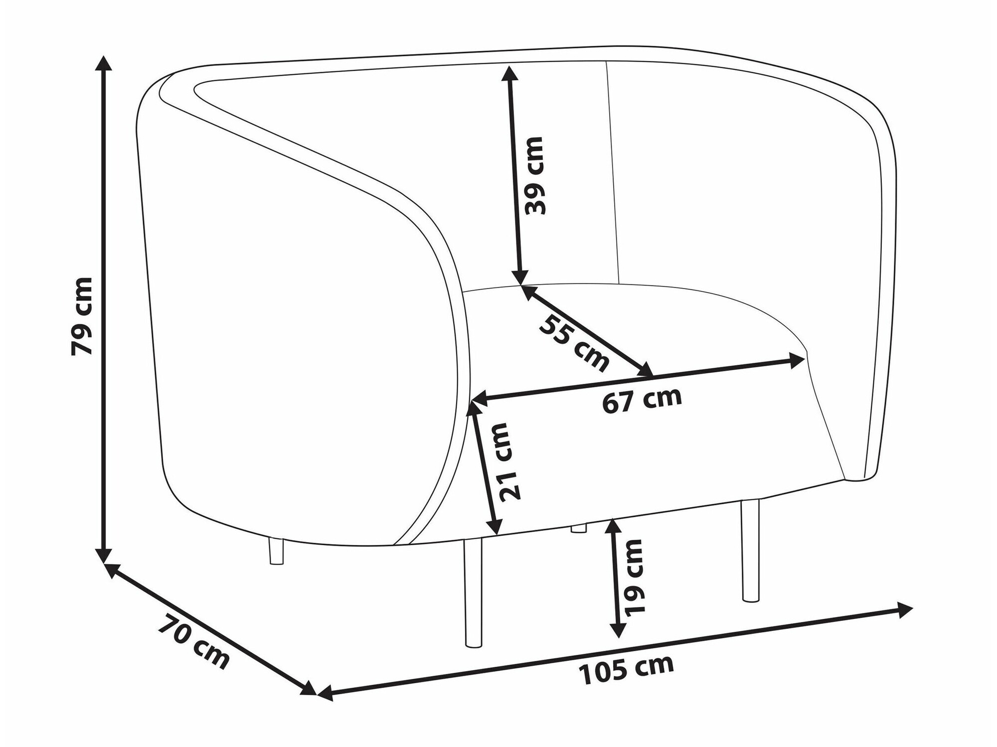 Hægindastóll Berwyn 122 (Hvítur + Svartur)