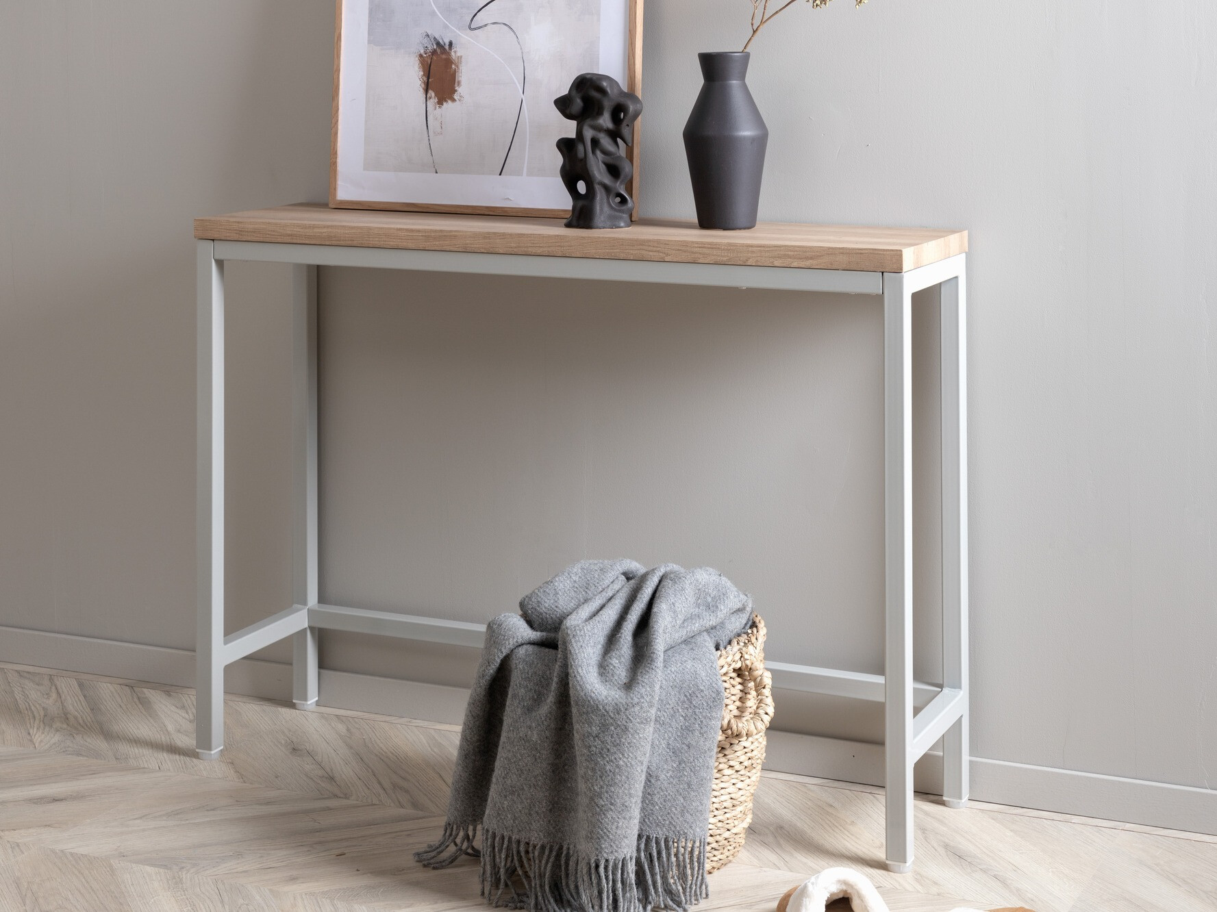 Console borð Dallas 2468 (Grár + Ljós viður)
