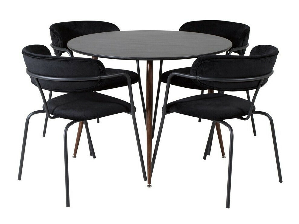 Borðstofusett Dallas 285 (Svartur + Valhneta)