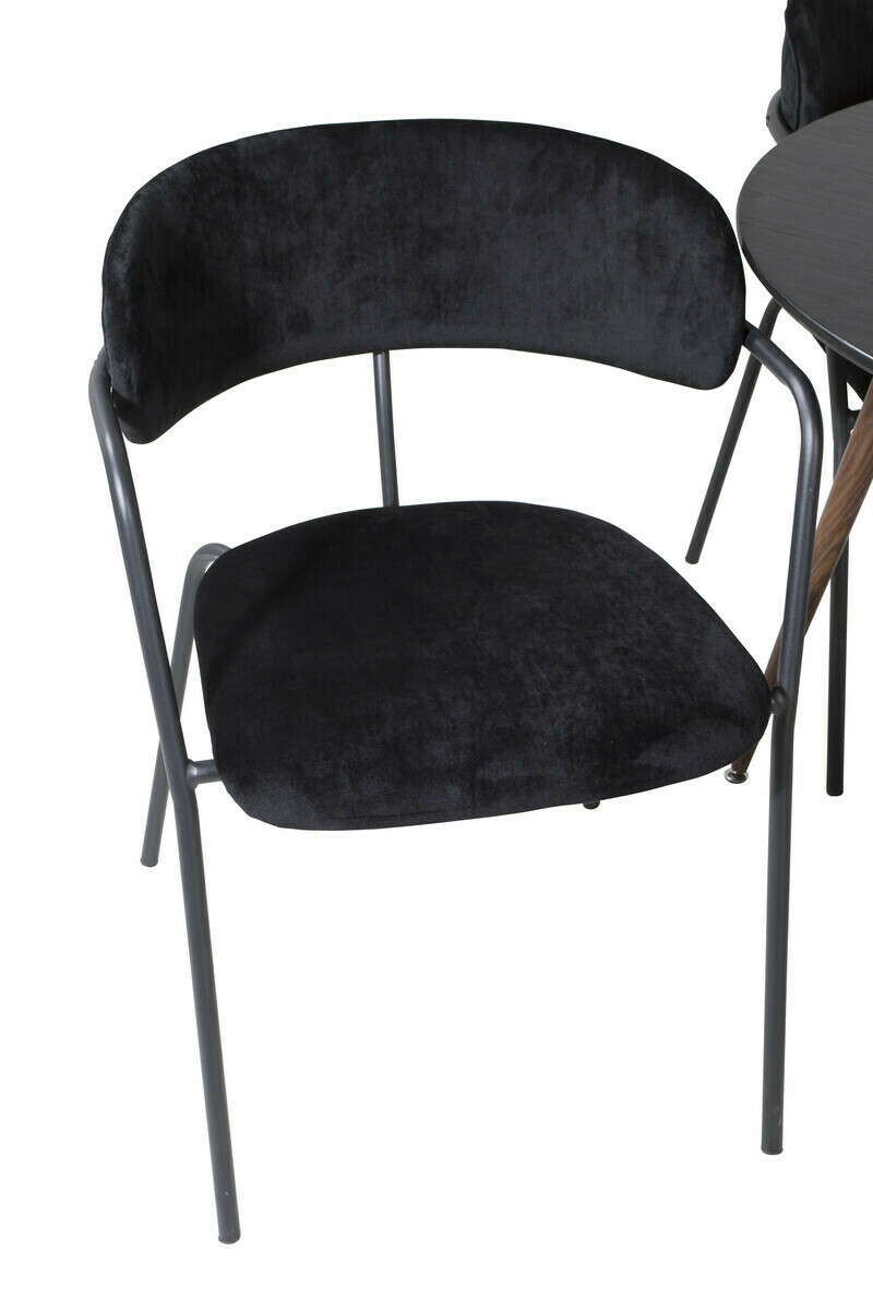 Borðstofusett Dallas 285 (Svartur + Valhneta)
