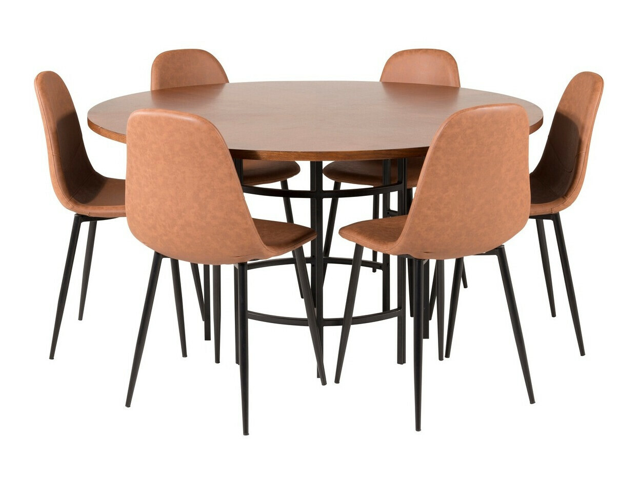 Borðstofusett Dallas 309 (Brúnn + Svartur)
