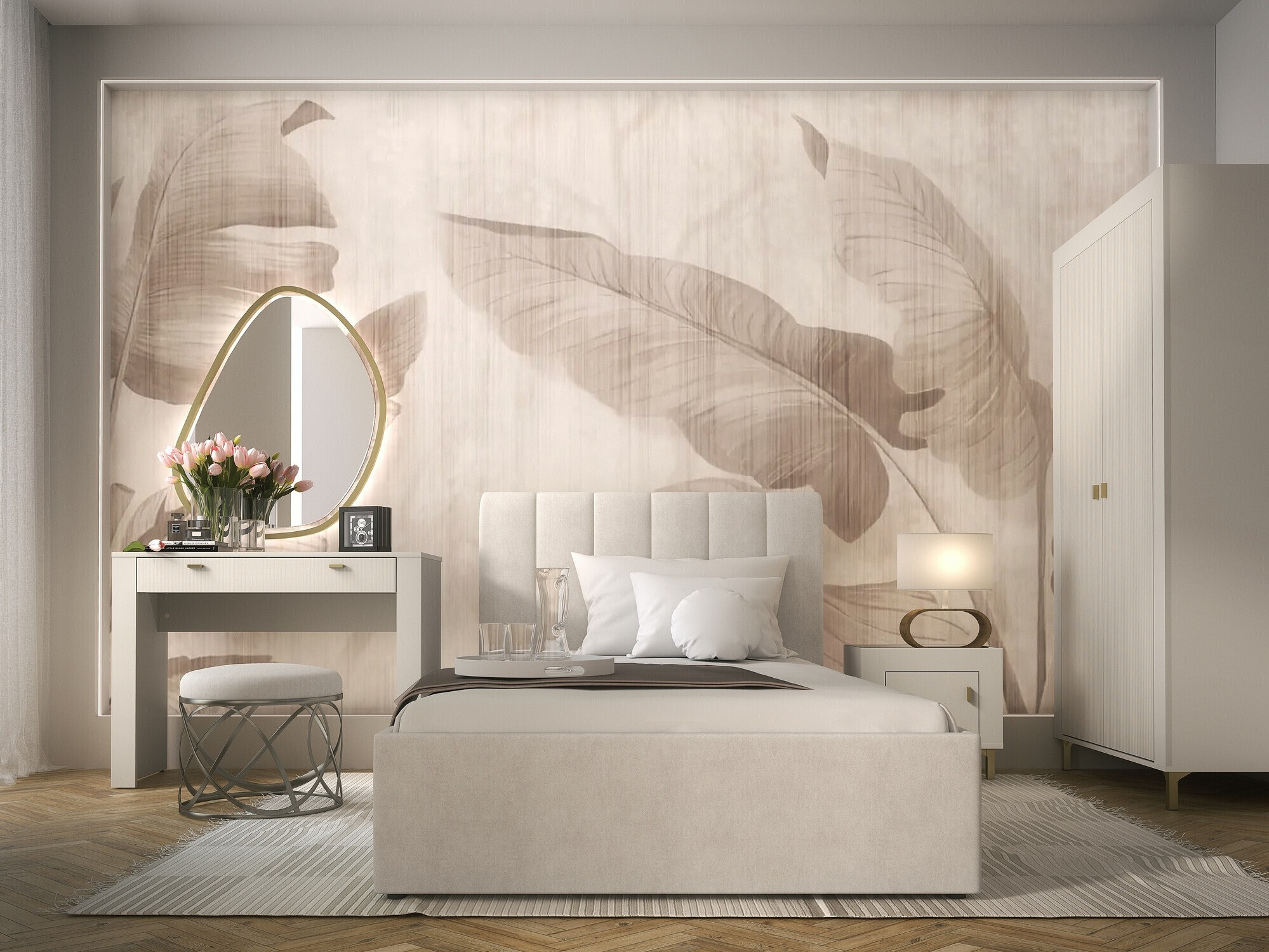 Svefnherbergissett Mormavu 112 (Kasmír + Beige)