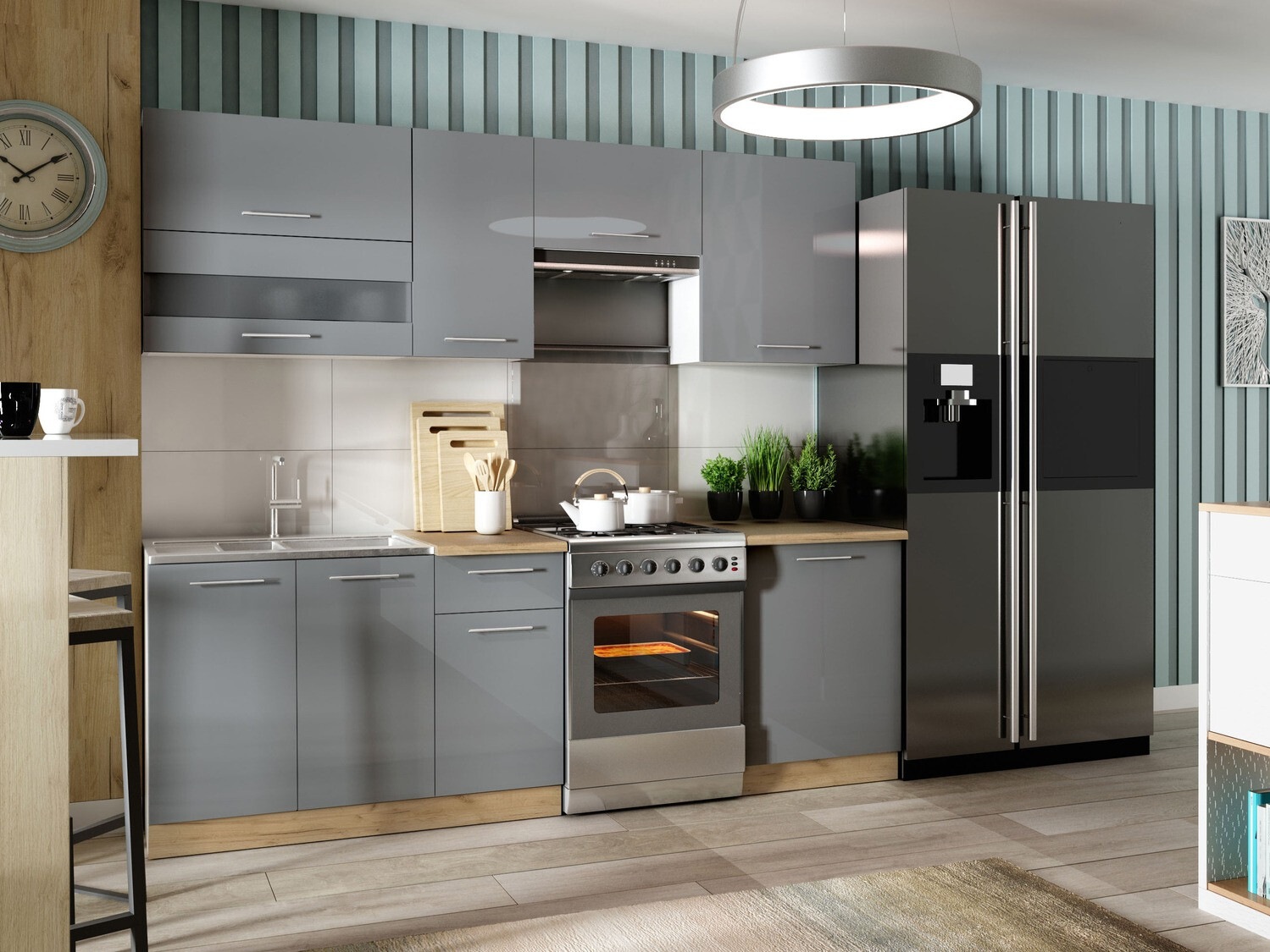 Skápaeining með hurðum Tiffa Grey 137