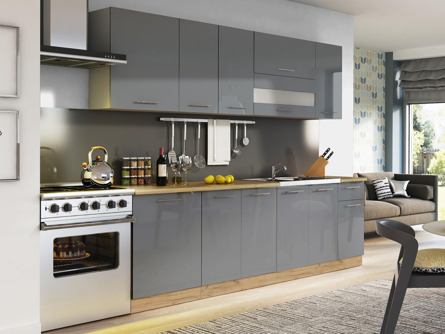Skápaeining með hurðum Tiffa Grey 143