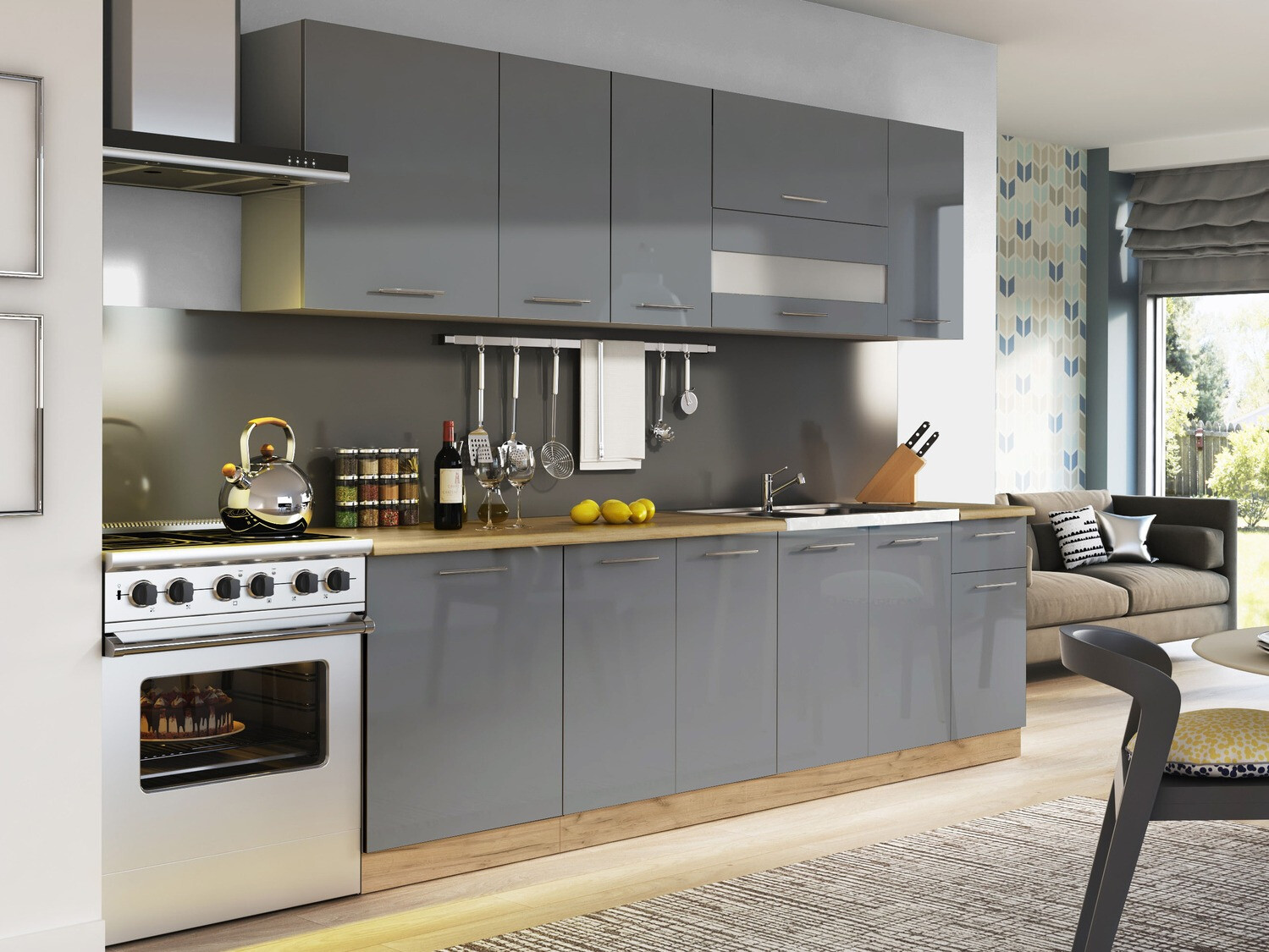 Skápaeining fyrir vask með hurðum Tiffa Grey 125