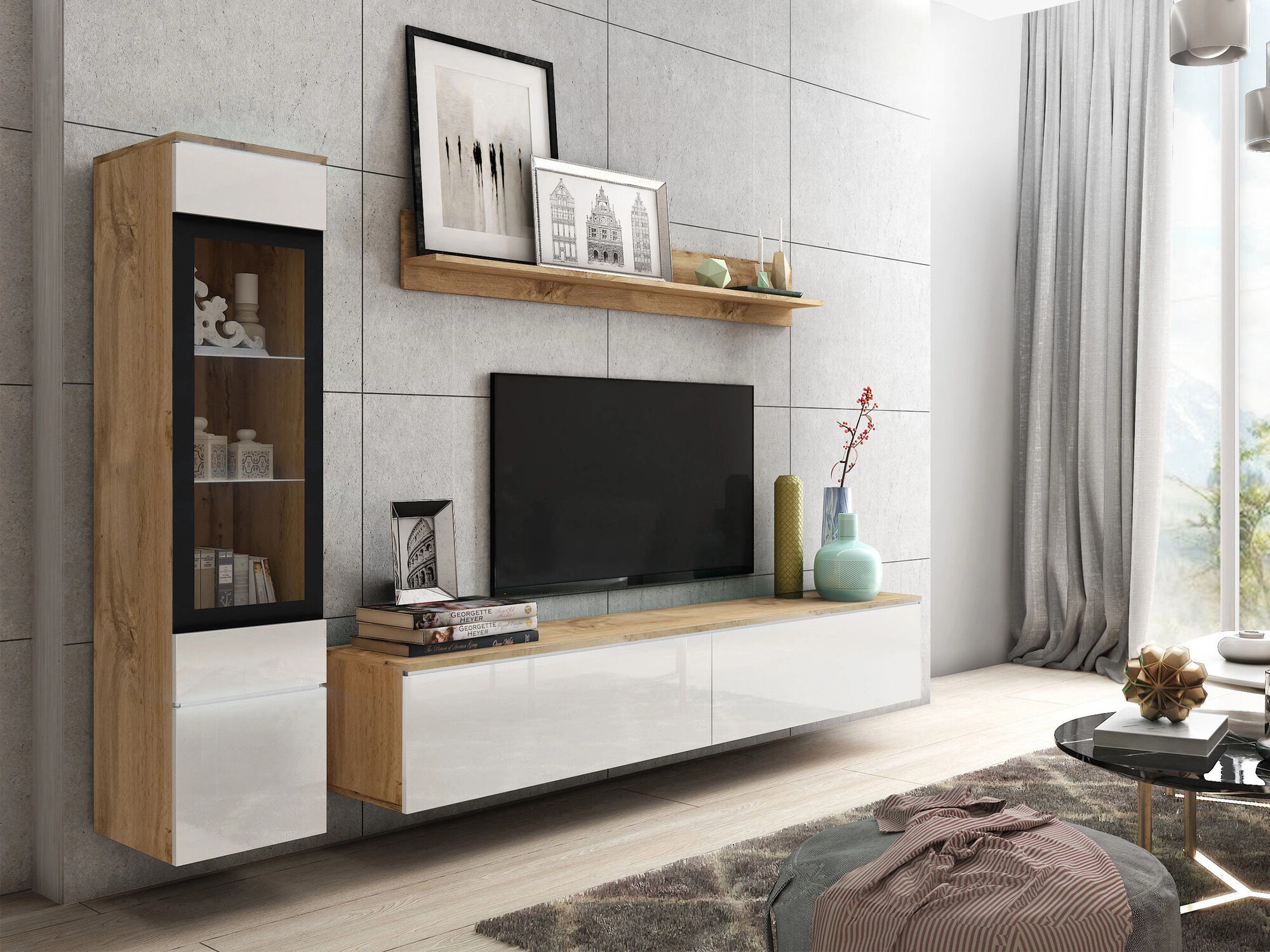 Stofusett Mirfivo 100 (Wotan-eik + Hvítt háglans)