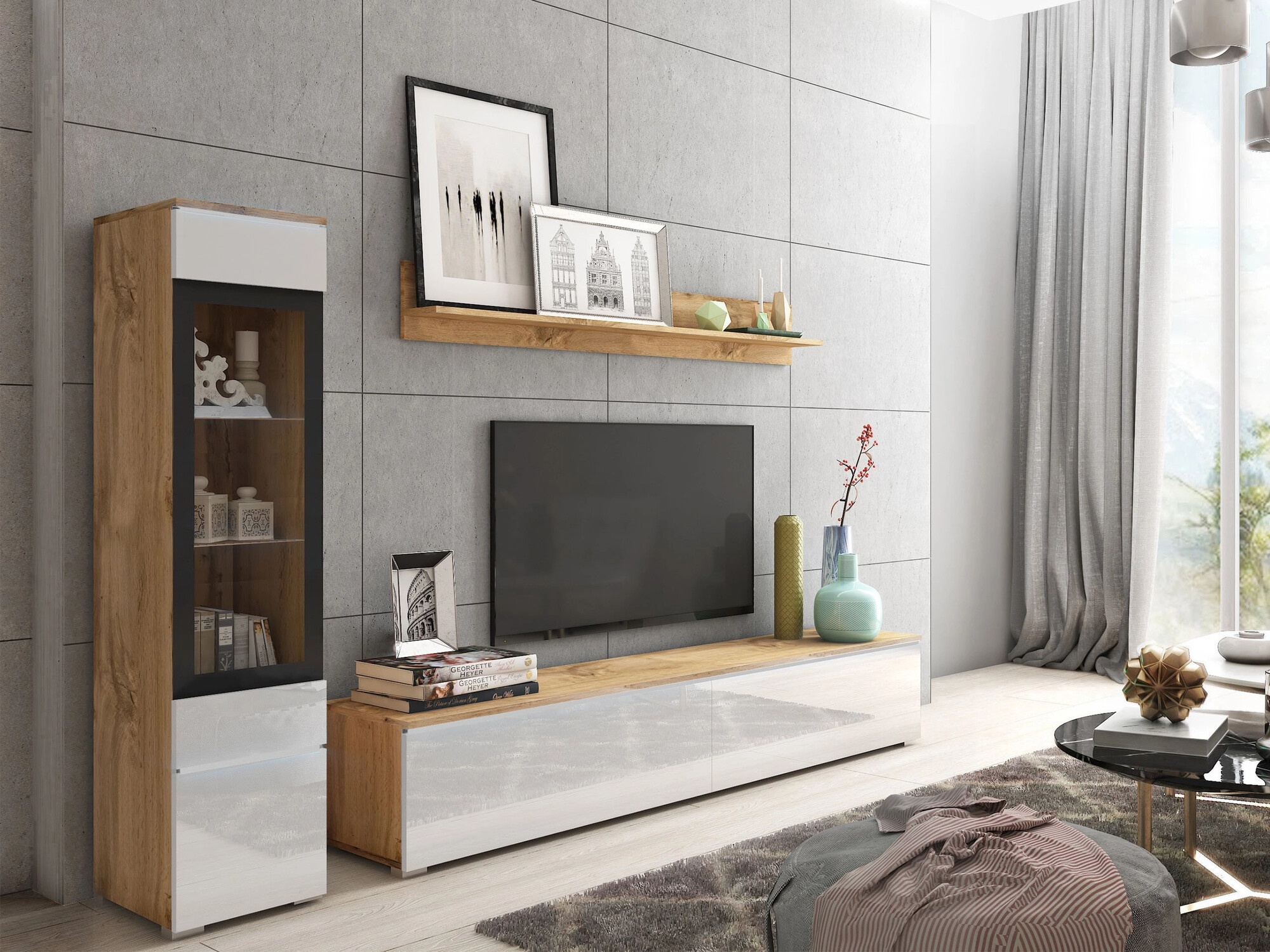 Stofusett Mirfivo 100 (Wotan-eik + Hvítt háglans)