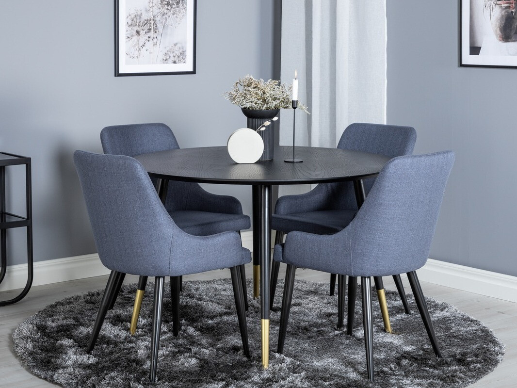 Borðstofusett Dallas 1181 (Blár + Svartur)
