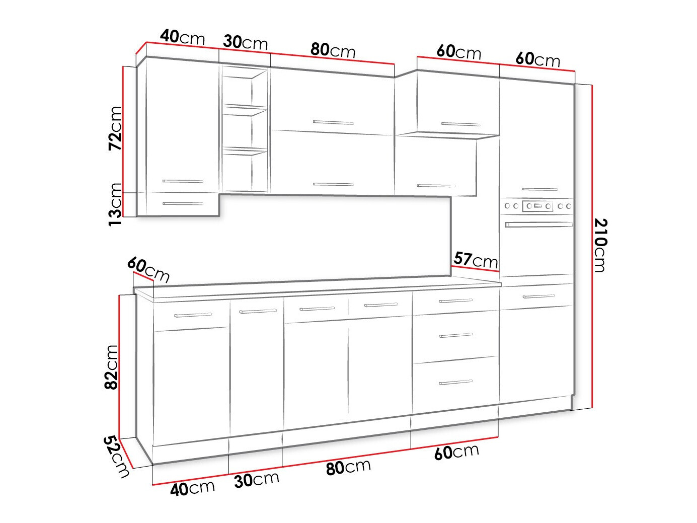 Eldhúsinnrétting úr einingum Wood Grey 136
