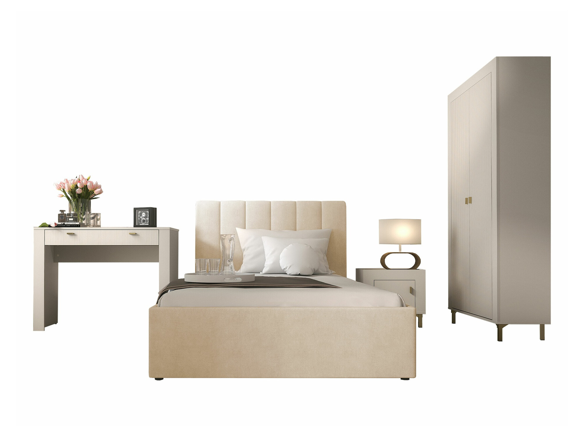 Svefnherbergissett Mormavu 112 (Kasmír + Beige)
