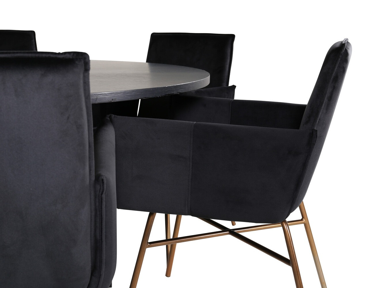 Borðstofusett Dallas 2391 (Svartur + Messing)