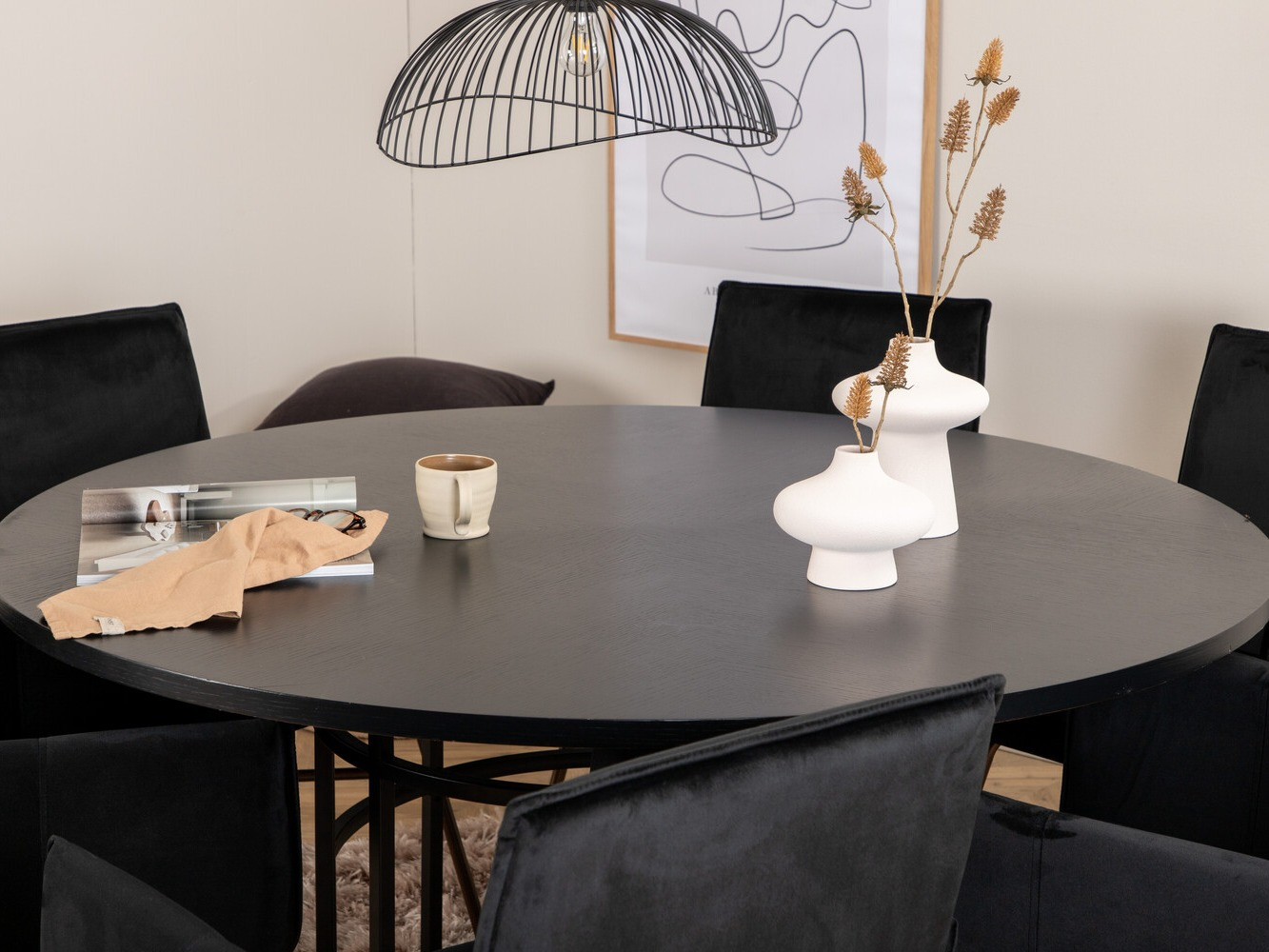Borðstofusett Dallas 2391 (Svartur + Messing)