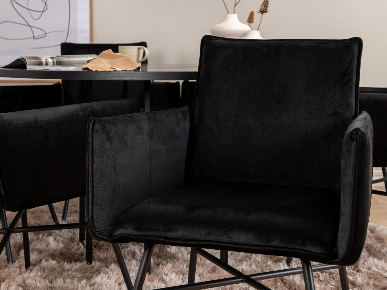 Borðstofusett Dallas 2391 (Svartur)