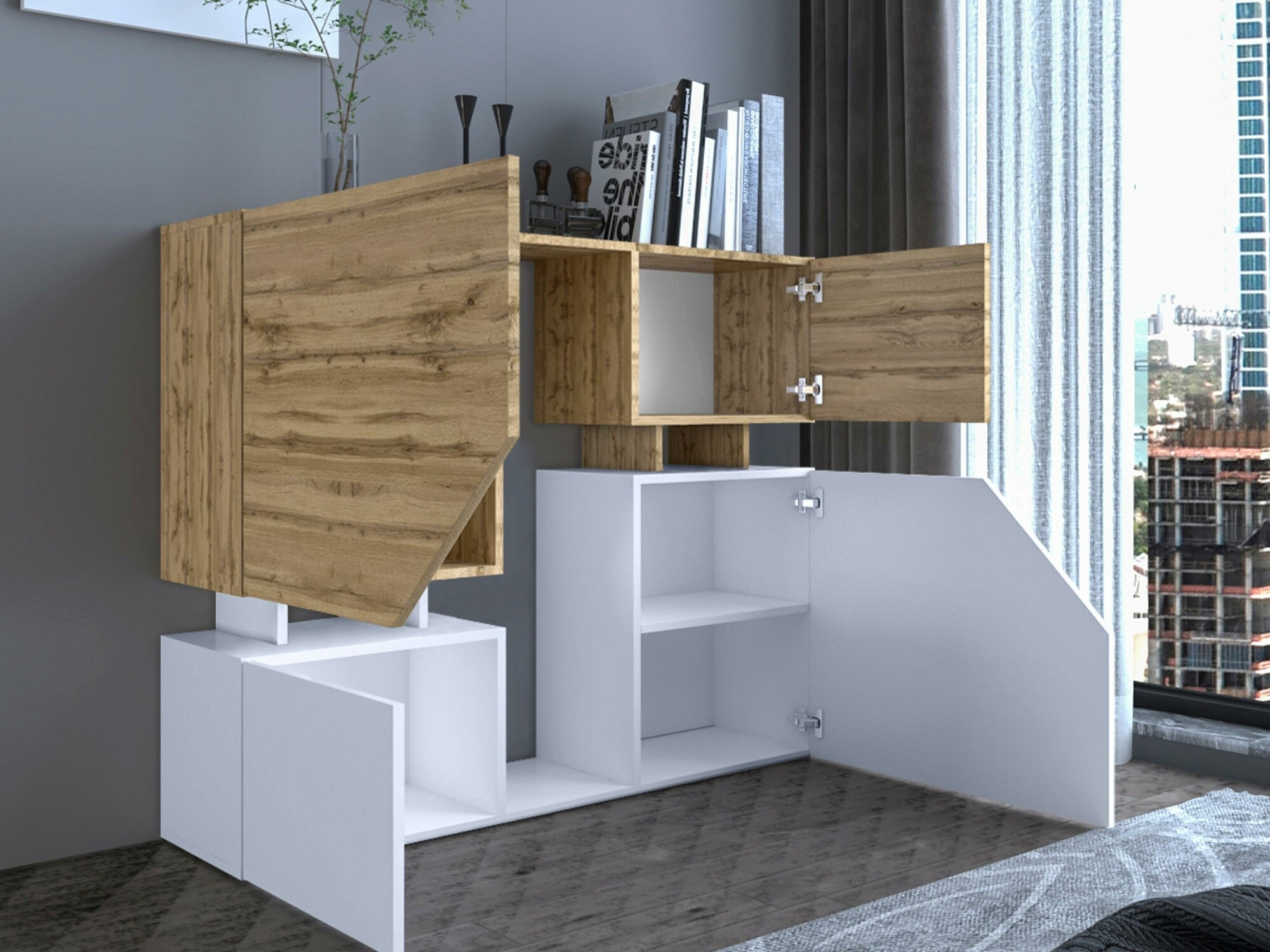 Stofusett Comfivo Daldune II (Antrasít + Wotan-eik)
