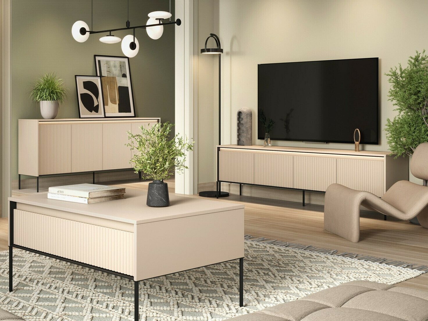 Sófaborð Fernolu 110 (Beige + Svartur)