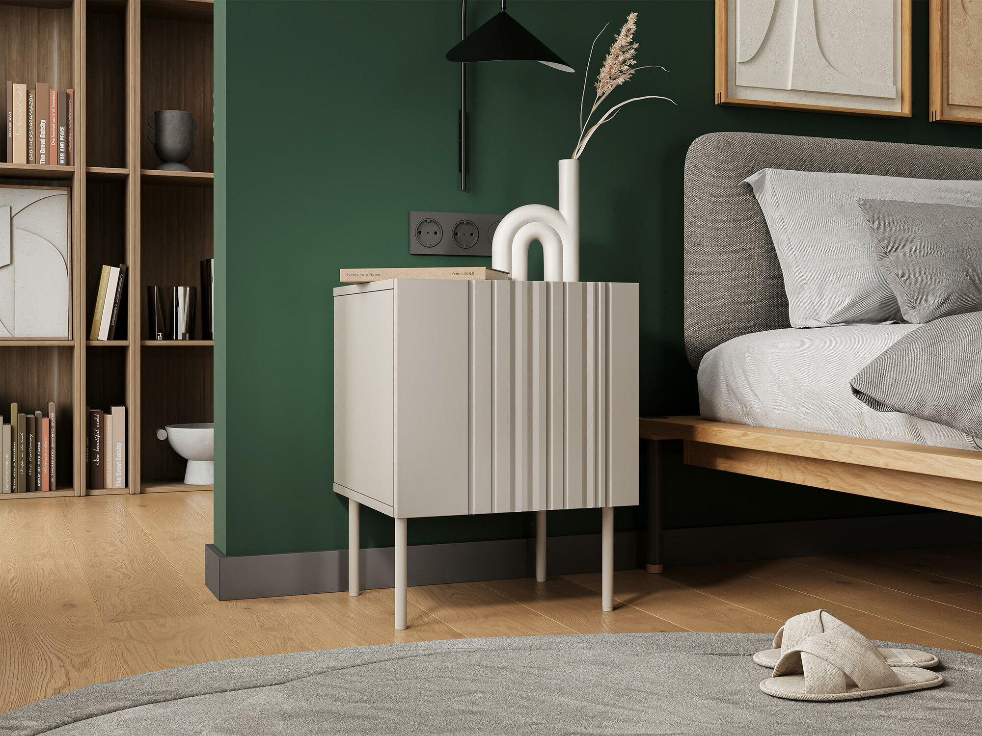 Sett af náttborðum Evavese 104 (Beige)