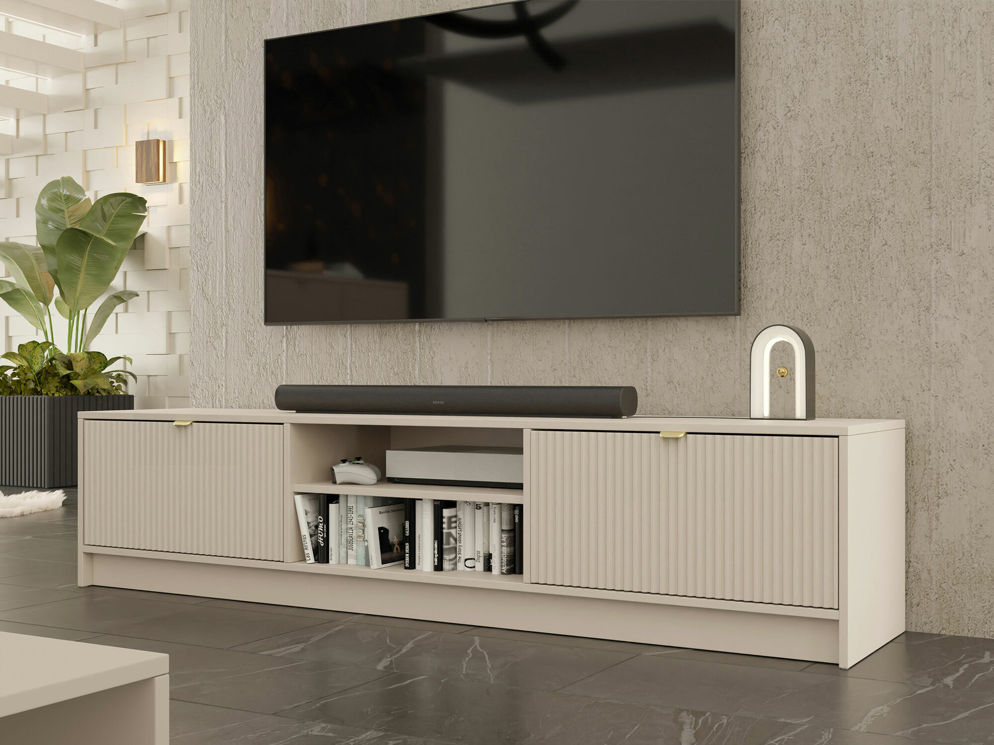 Sjónvarpsskápur Comfivo Papilio I (Beige)