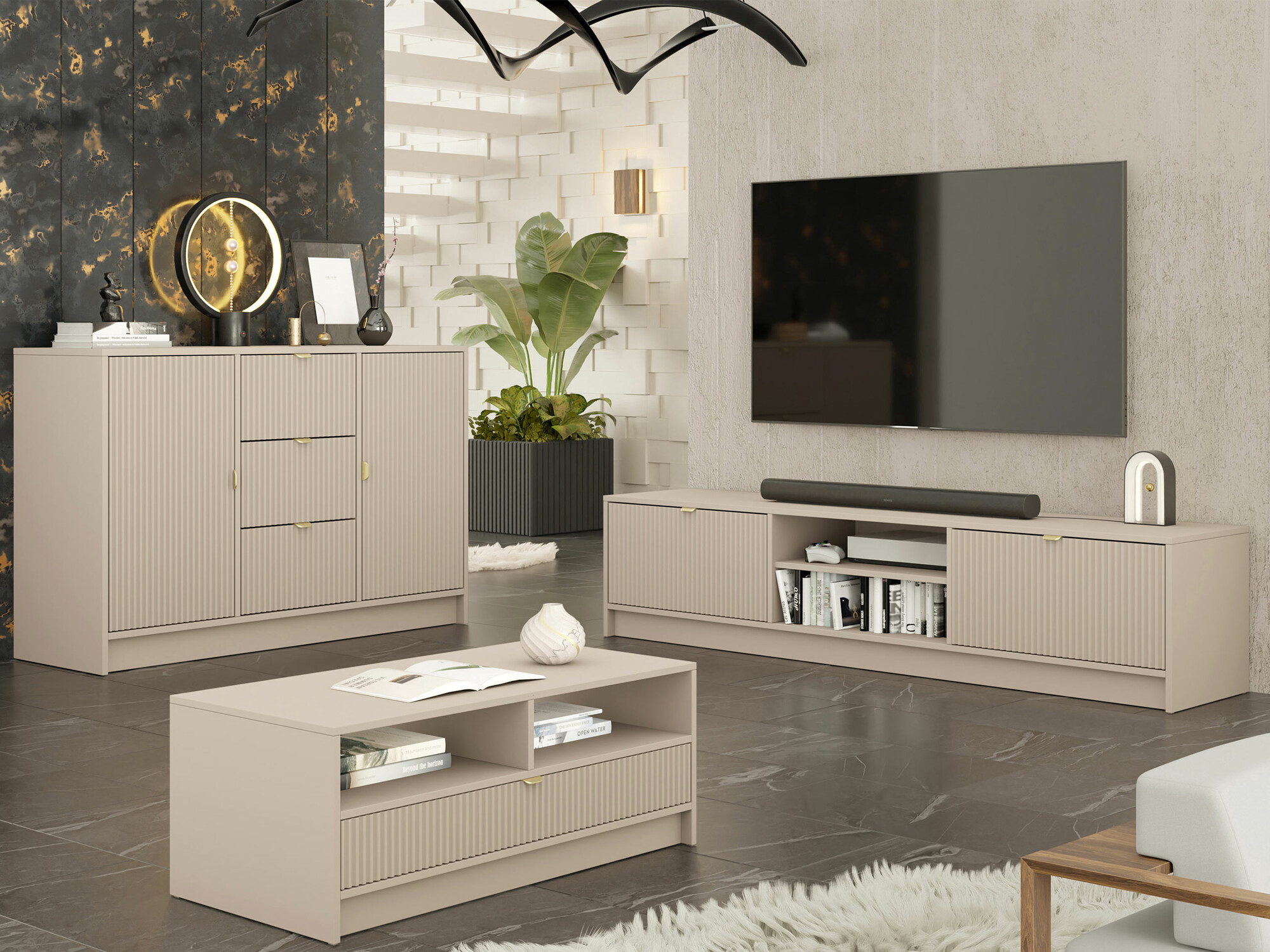 Stofusett Comfivo Papilio I (Beige)