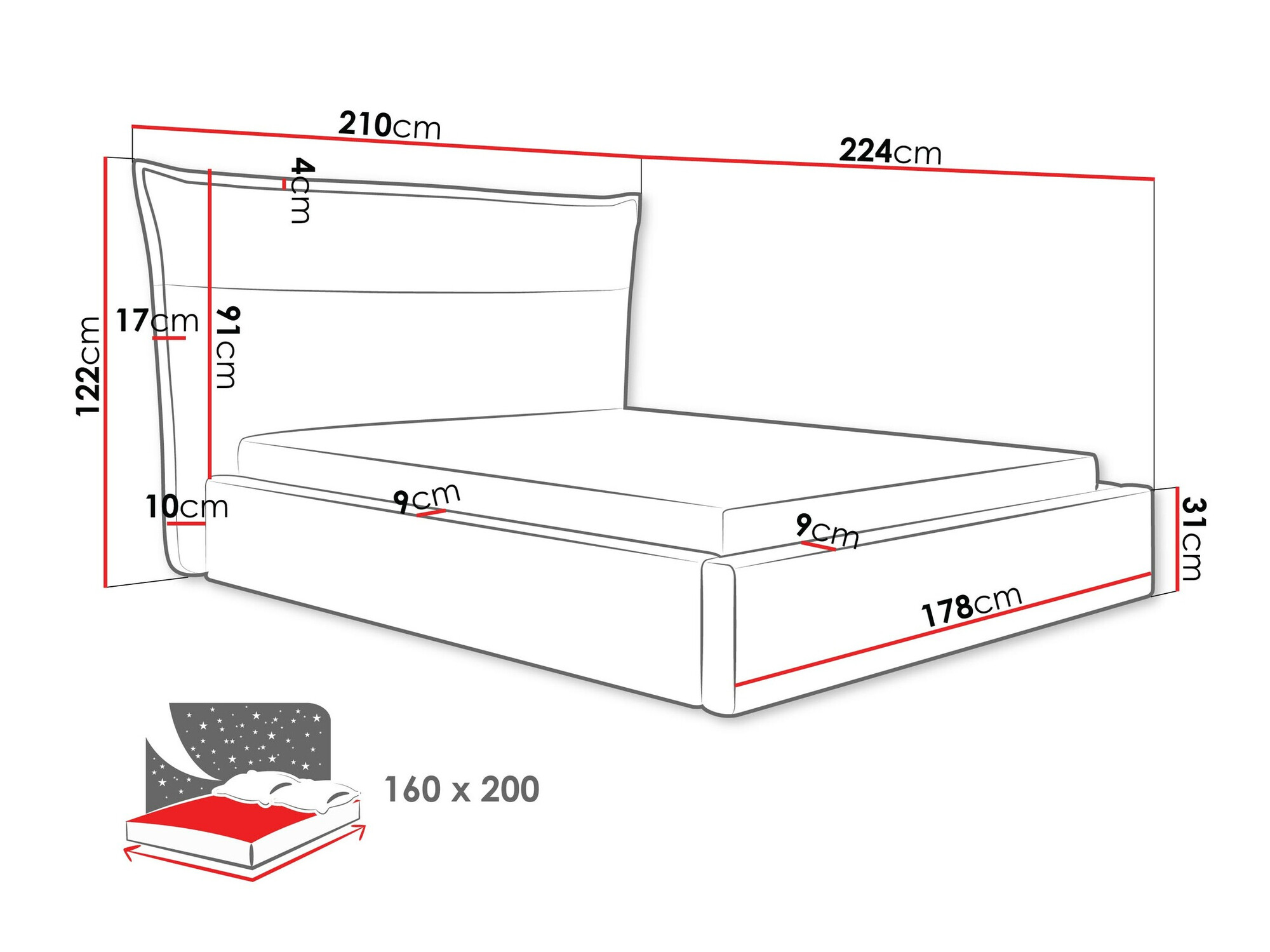 Rúm Comfivo Formica (Paros 1)