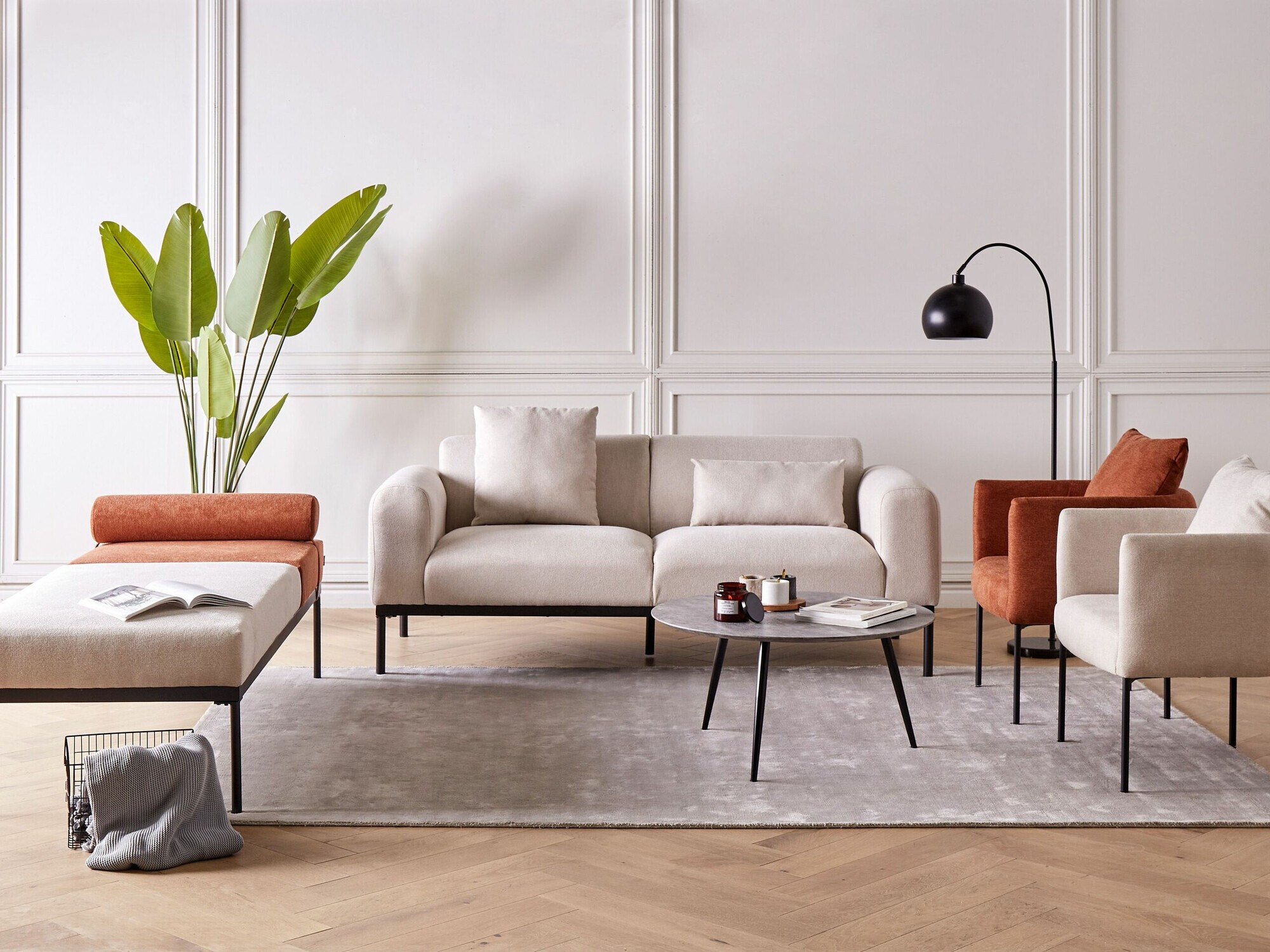 Legubekkur Berwyn 2204 (Beige + Appelsínugulur)