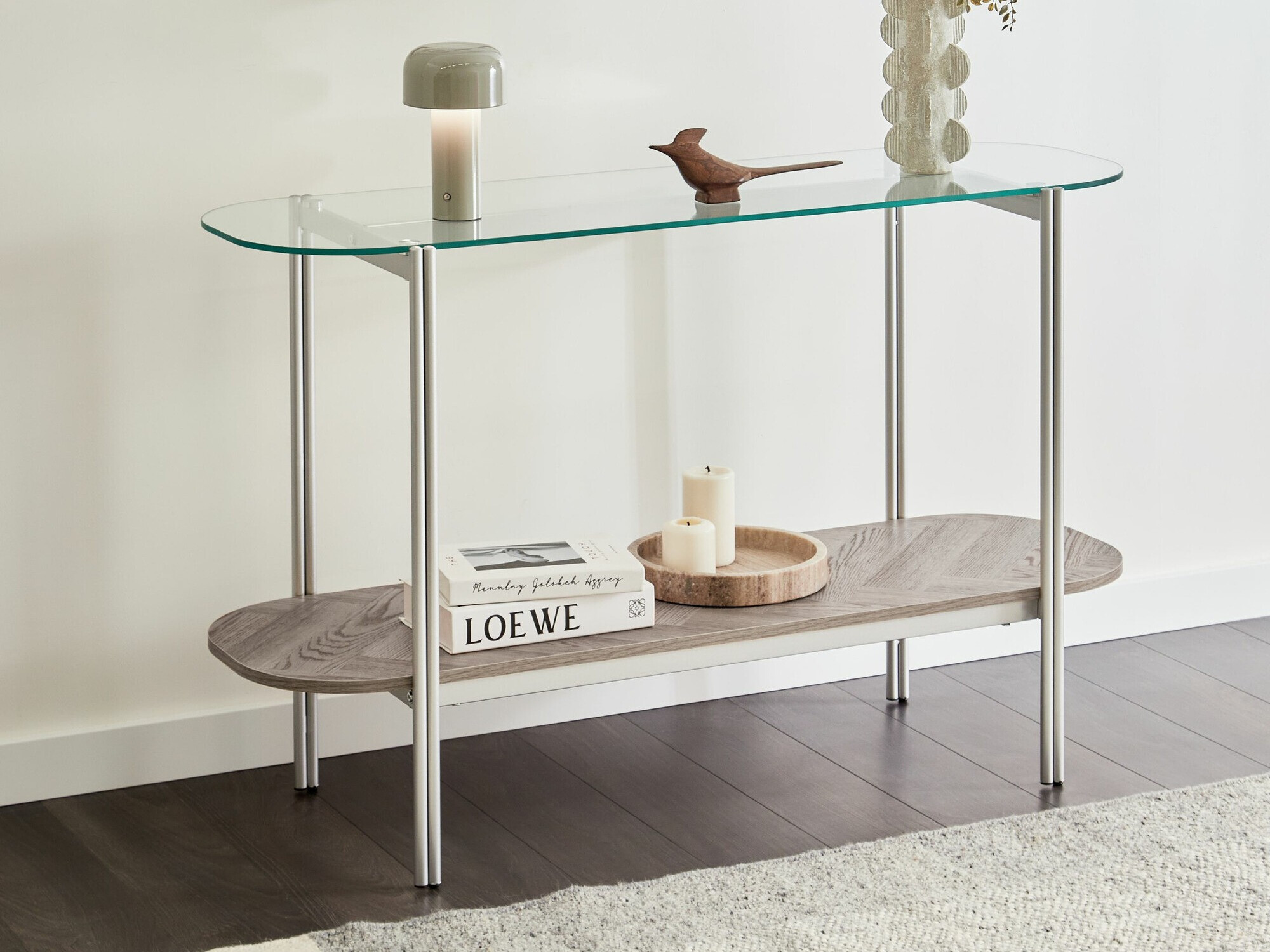 Console borð Berwyn 2278 (Silfur + Ljós viður)