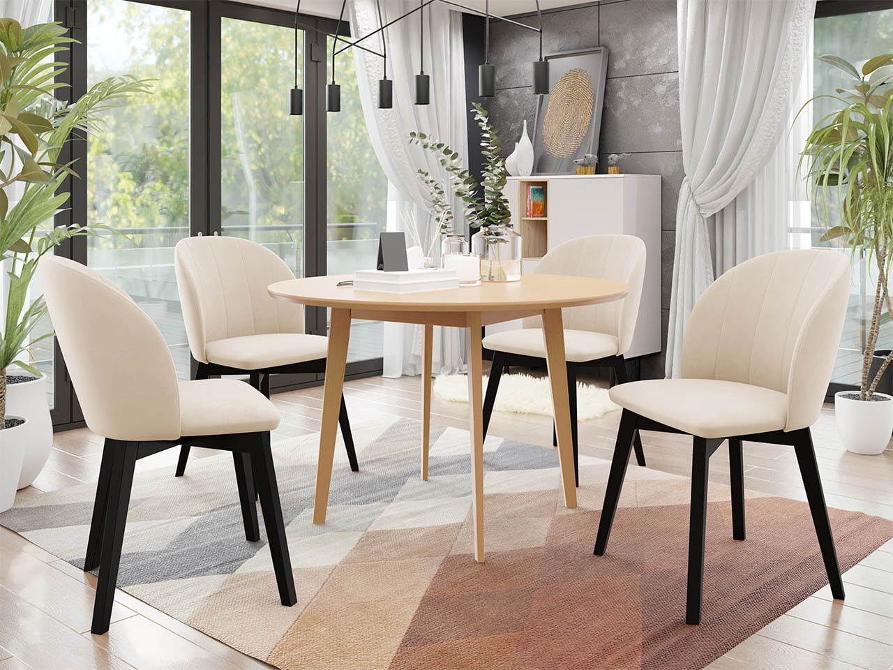 Borðstofusett Racine 136 (Brúnn)