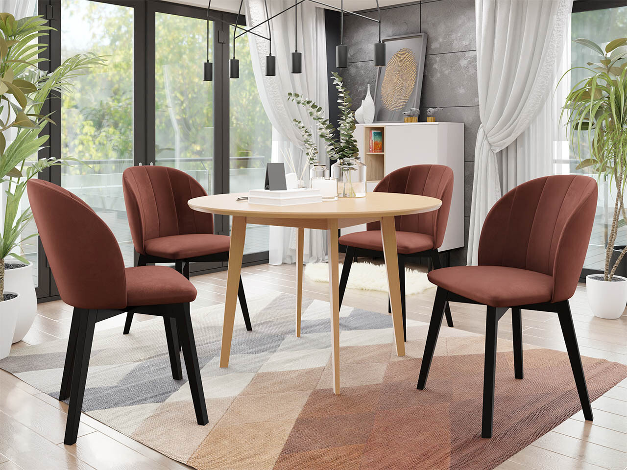 Borðstofusett Racine 136 (Brúnn)