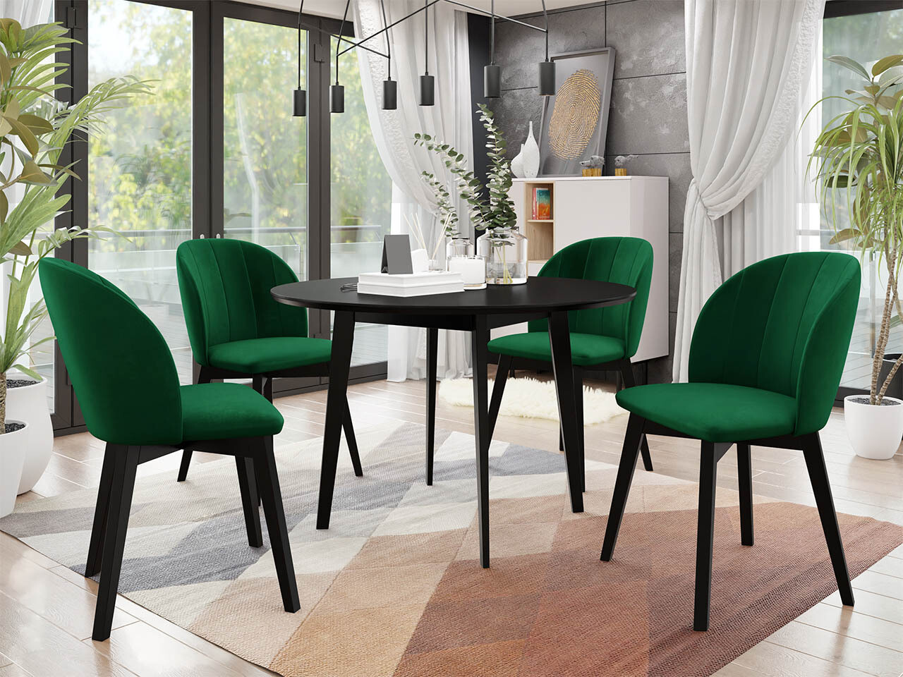 Borðstofusett Racine 136 (Svartur)