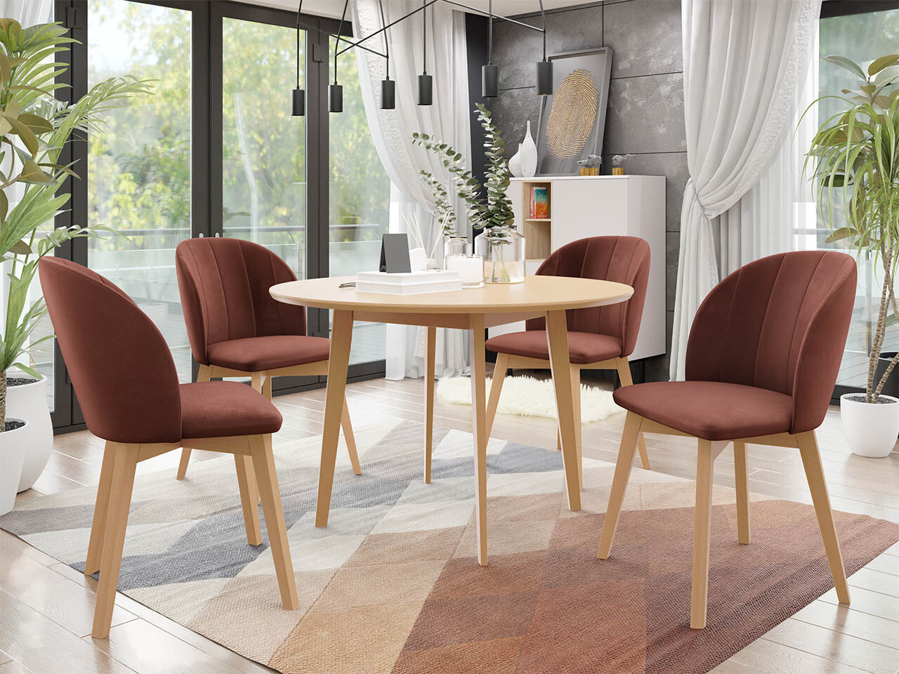 Borðstofusett Racine 136 (Brúnn)