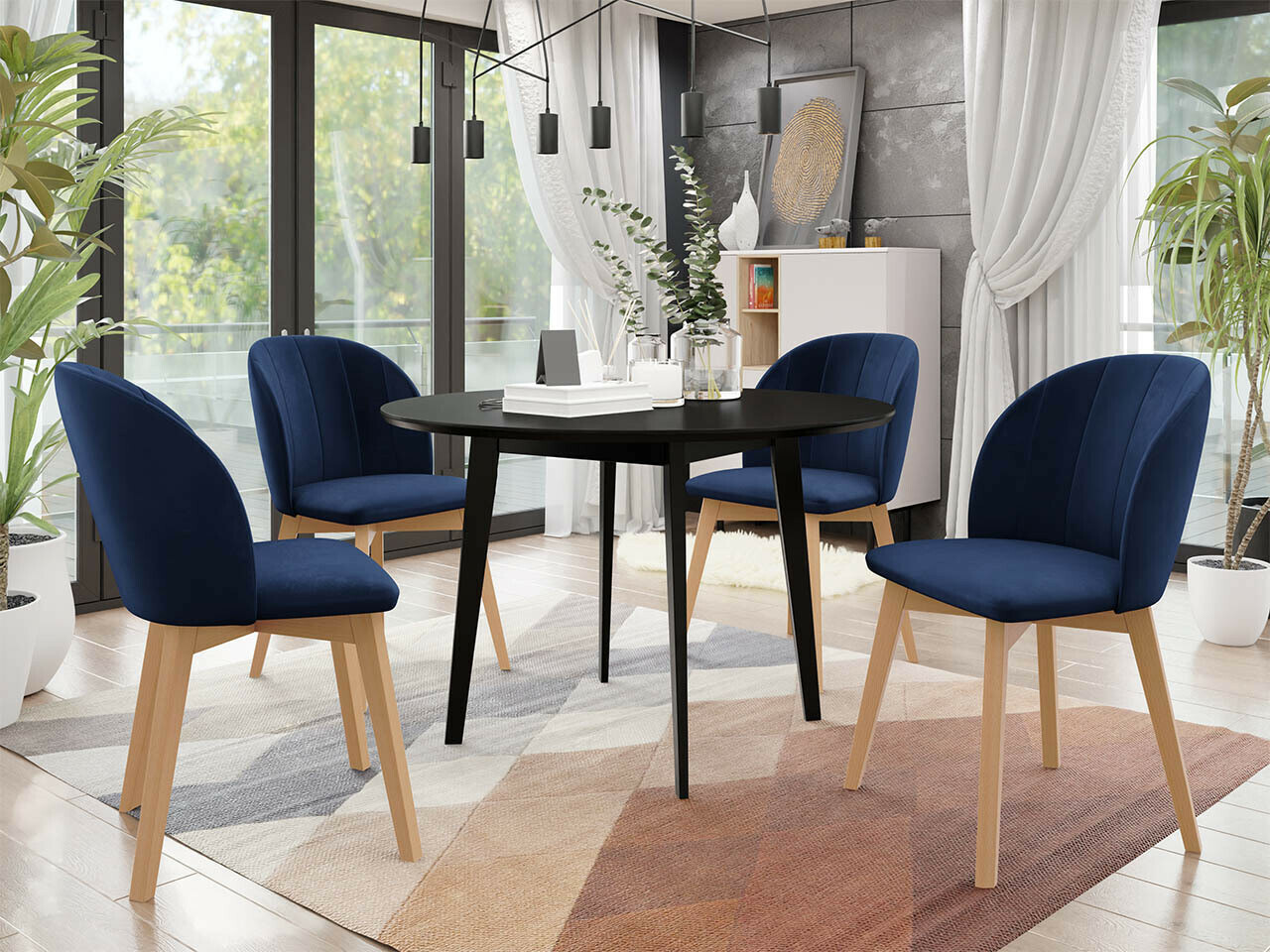 Borðstofusett Racine 136 (Svartur)