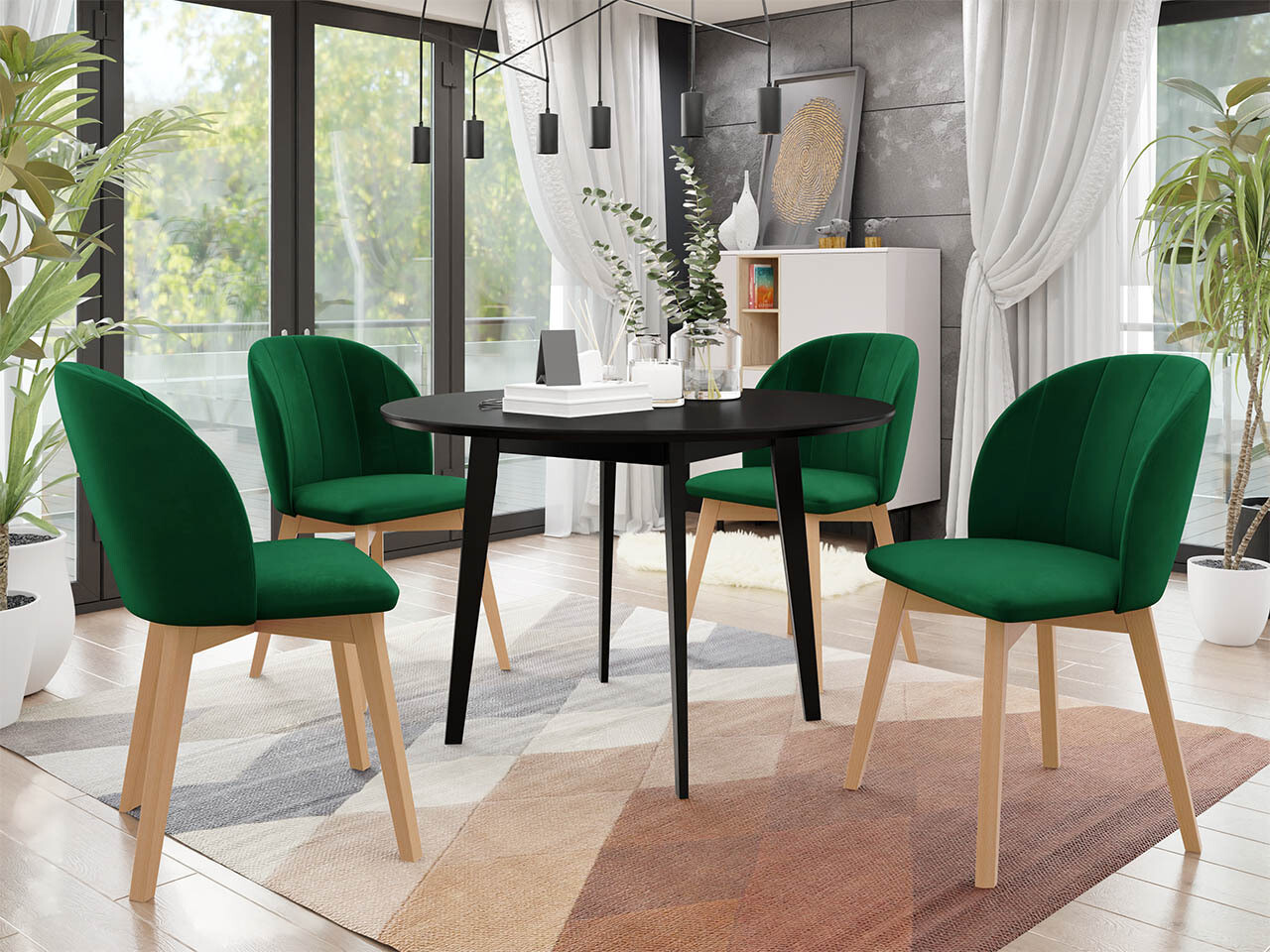 Borðstofusett Racine 136 (Svartur)