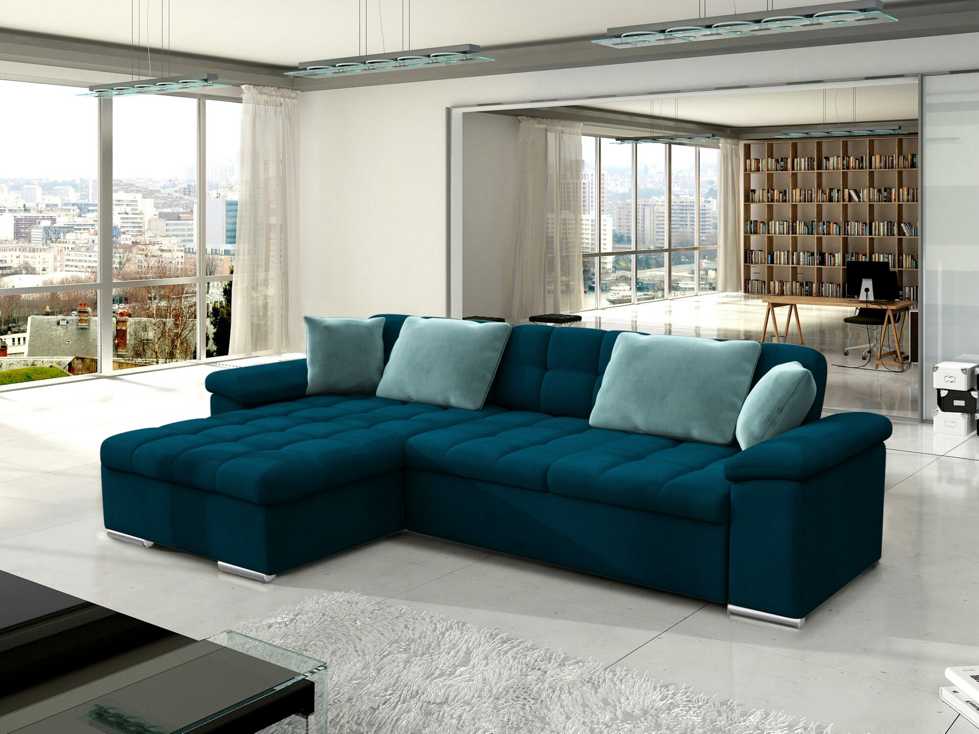 Horn­sófi Comfivo Mica II (Venus Velvet 2911 + Prestige 2771)
