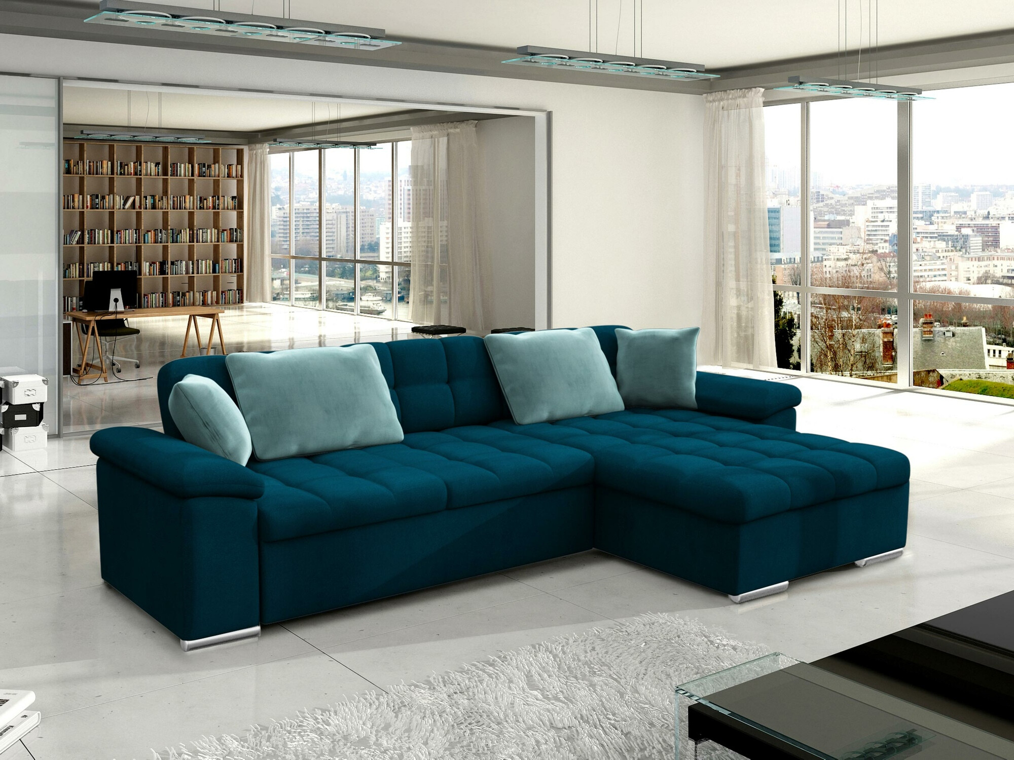 Horn­sófi Comfivo Mica II (Venus Velvet 2911 + Prestige 2771)