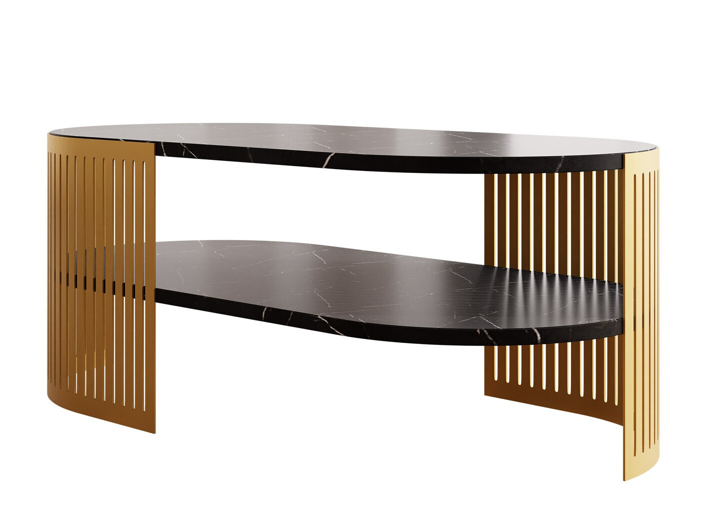 Sófaborð Civer VII (Gylltur + Svartur marmari)