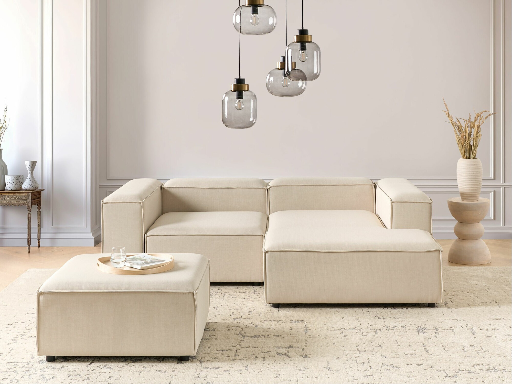 Bólstrað húsganasett Serophi 105 (Beige)