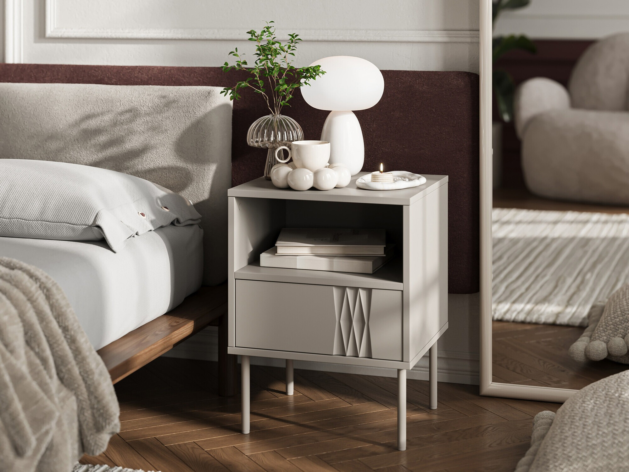 Sett af náttborðum Tolete 106 (Beige)