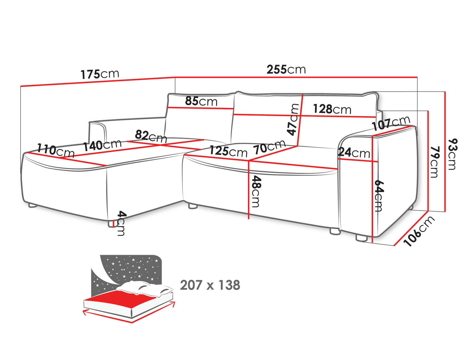 Horn­sófi TrendyNest Monacha (Pretty 09)