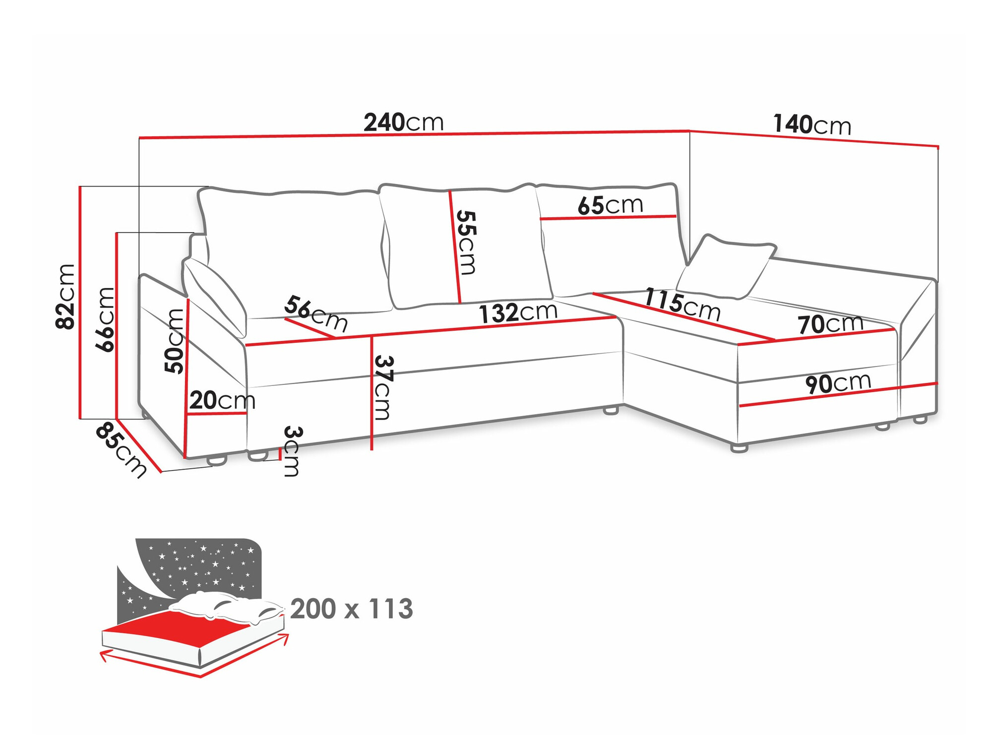 Horn­sófi Memphis 104 (Alova 04 + Alova 46)