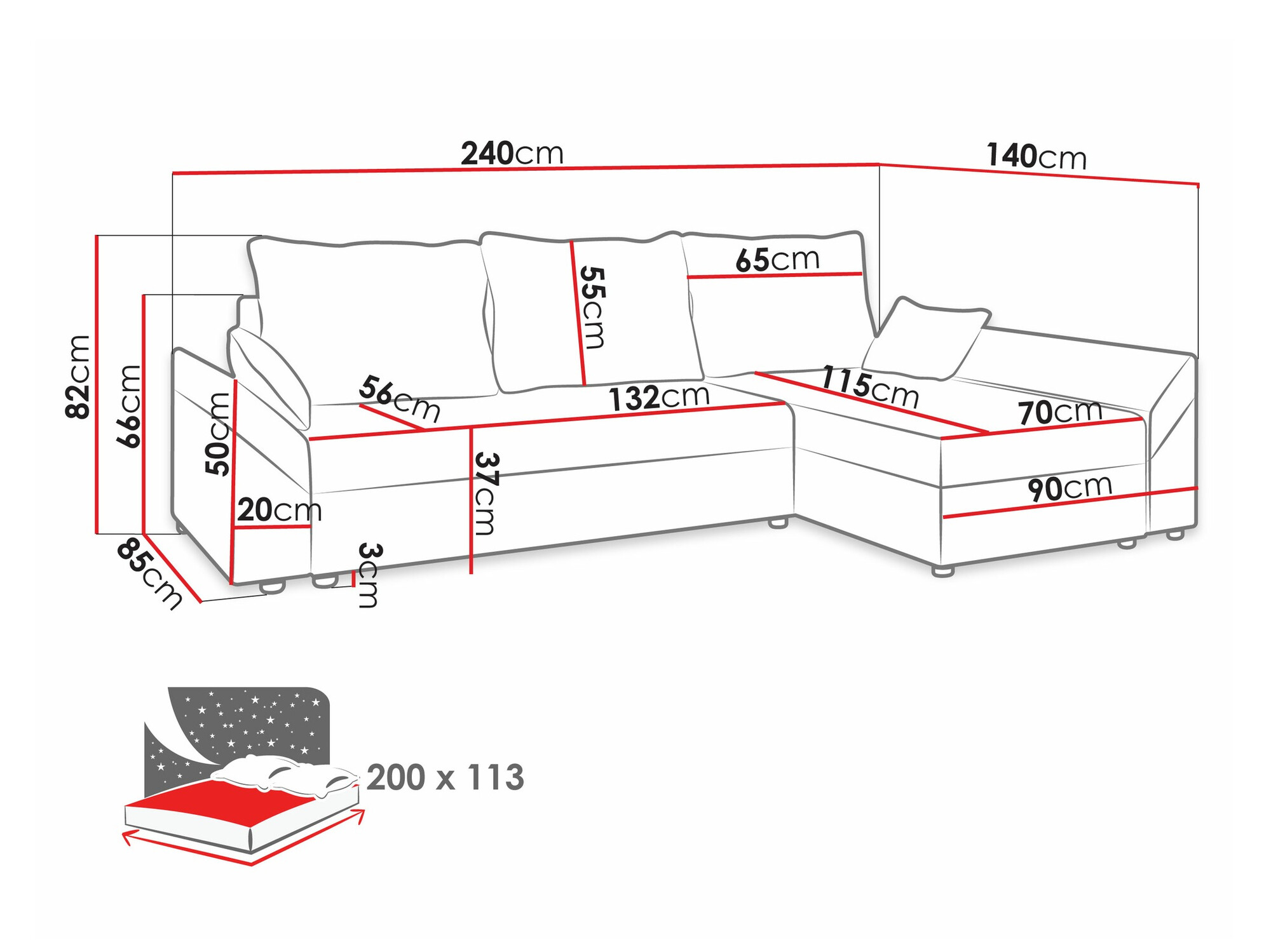 Horn­sófi Memphis 104 (Poso 135)