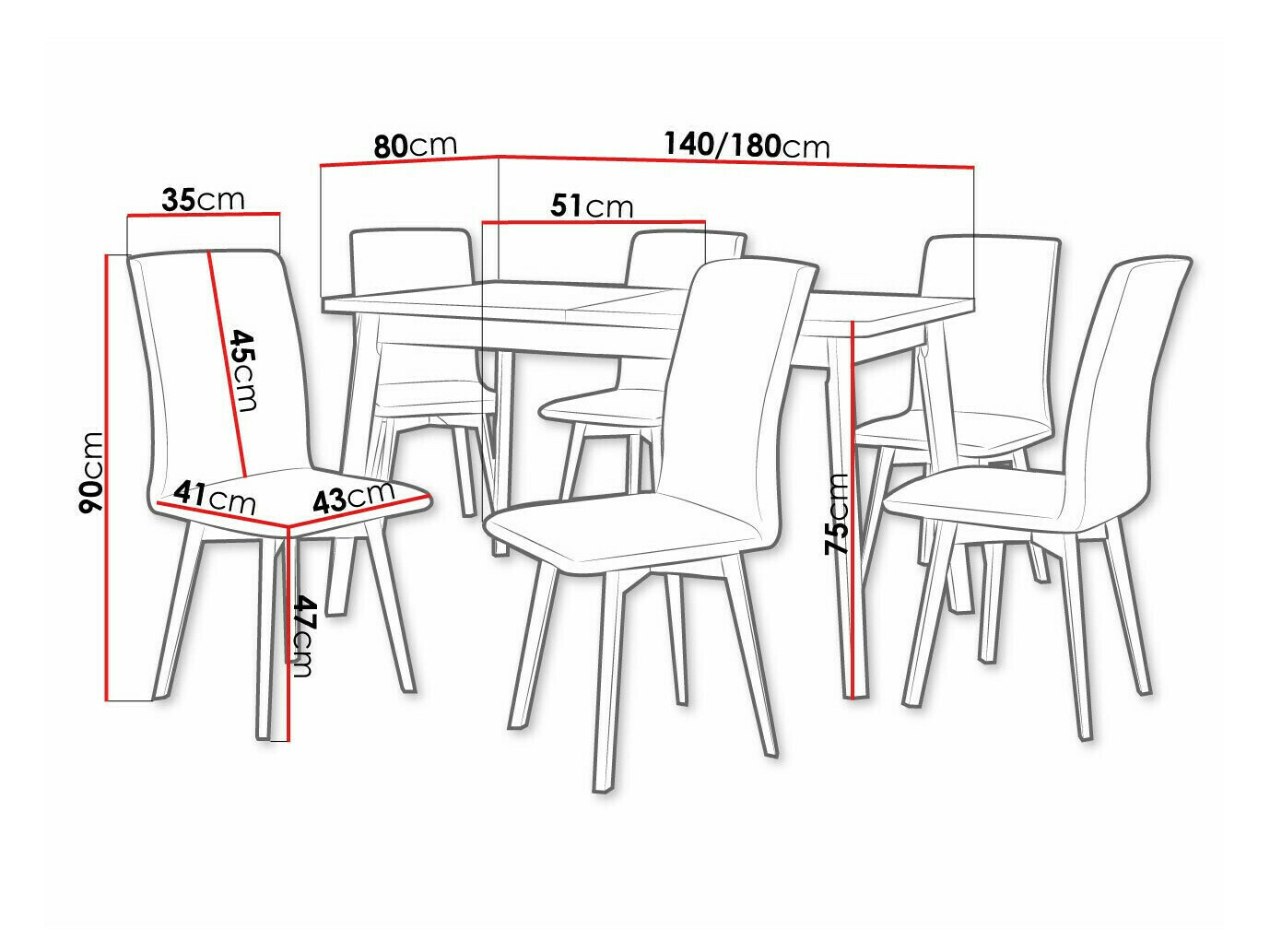 Borðstofusett Victorville 325 (Hvítur)
