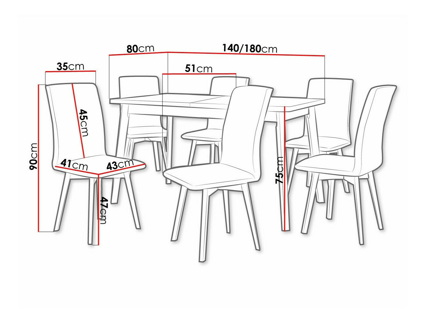 Borðstofusett Victorville 326 (Svartur)