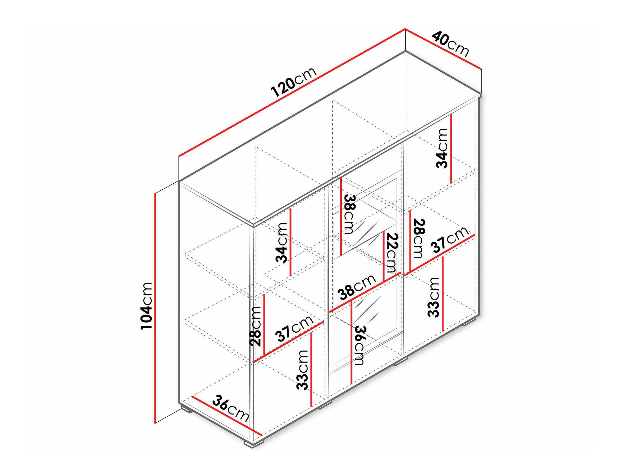 Skenkur Mirfivo 103 (Matera-grátt + Hvítt háglans)