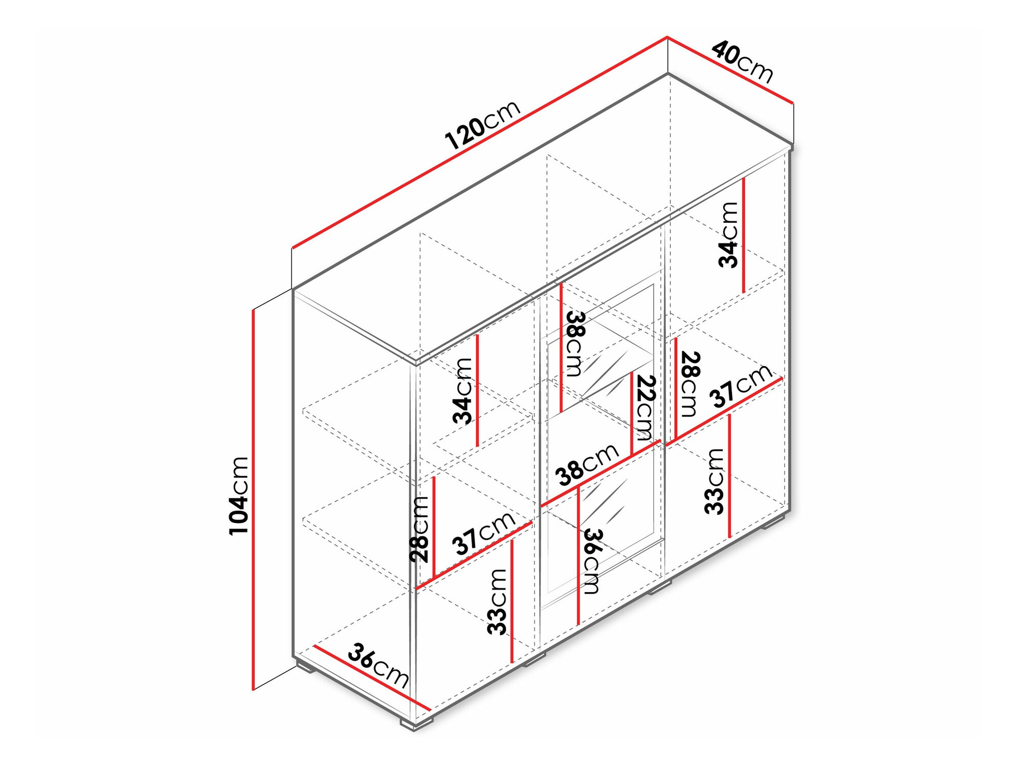 Skenkur Mirfivo 103 (Matera-grátt + Hvítt háglans)