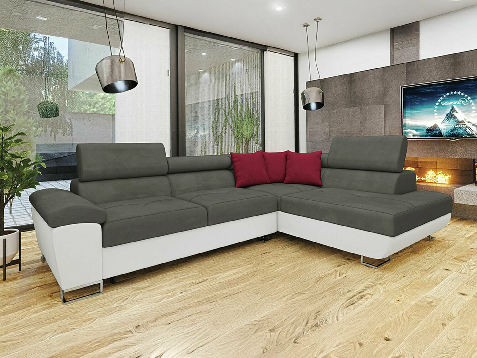 Horn­sófi Comfivo Ruta II (Soft 017 + Uttario Velvet 2971 + Kronos 02)