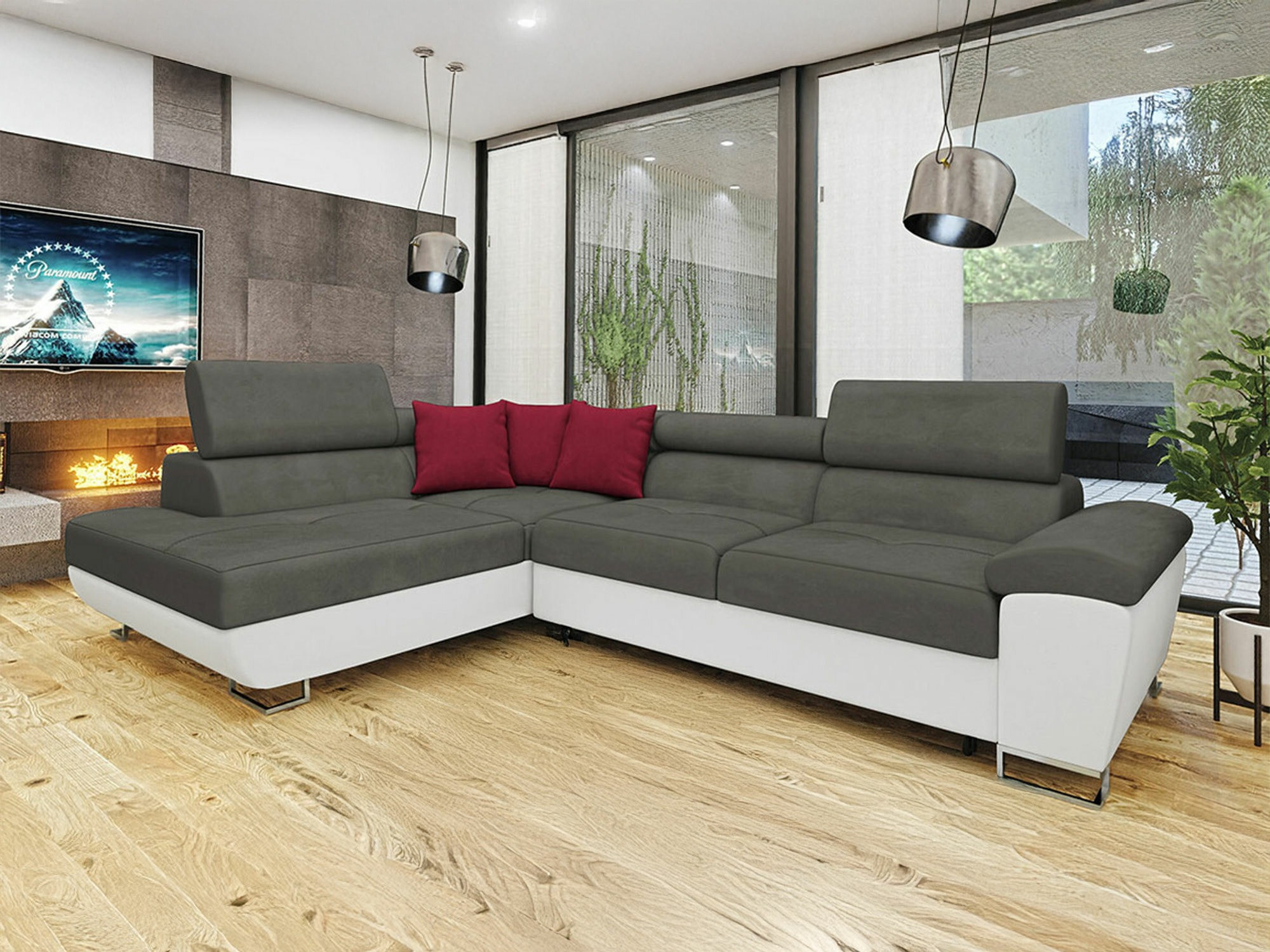 Horn­sófi Comfivo Ruta II (Soft 017 + Uttario Velvet 2971 + Kronos 02)