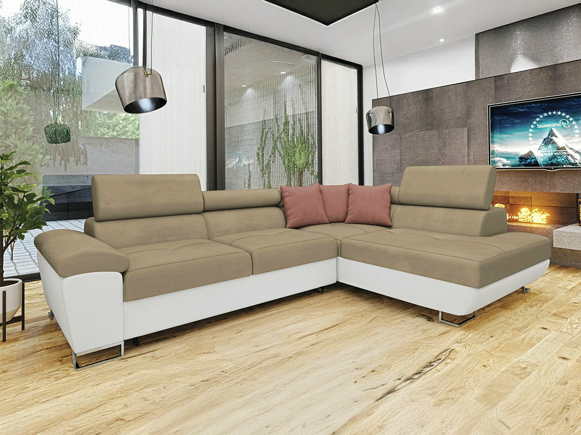 Horn­sófi Comfivo Ruta II (Soft 017 + Uttario Velvet 2979 + Uttario Velvet 2955)
